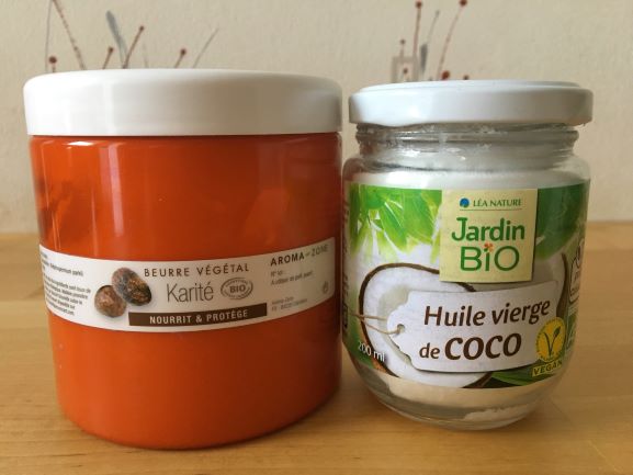 huile de coco et beurre de karité pour crème naturelle lèvres gercées